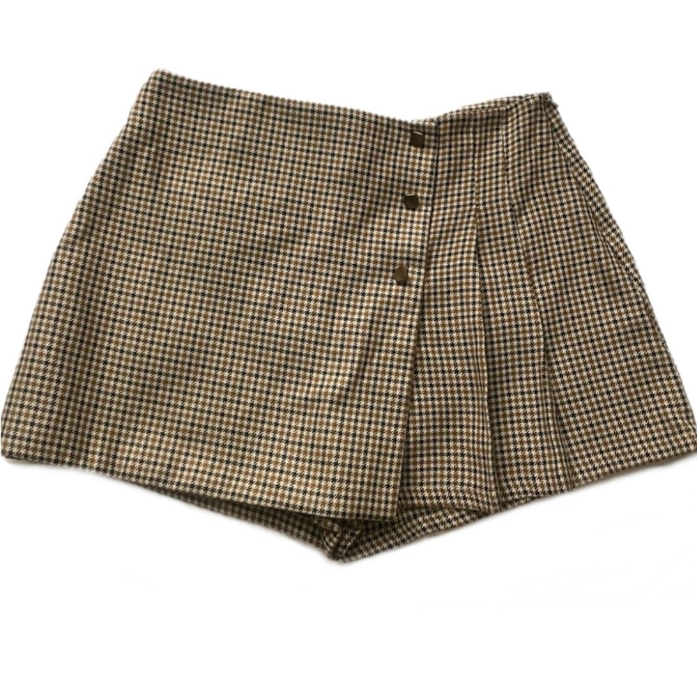 Zara Houndstooth Brown Skort